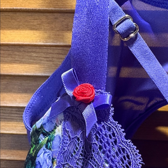 EUC CACIQUE Floral Lace Women's Bra - Purple - Picture 4 of 6